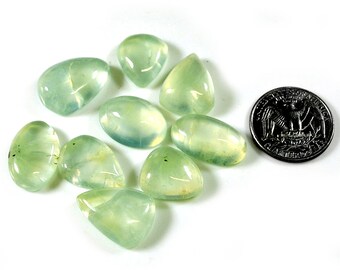 AAA Quality 160 Ct./9 pc Superior Natural Prehnite Assorted Shape Size 17 to 22 mm approx Rarest Wholesale Lot Cabochon Loose Gemstone