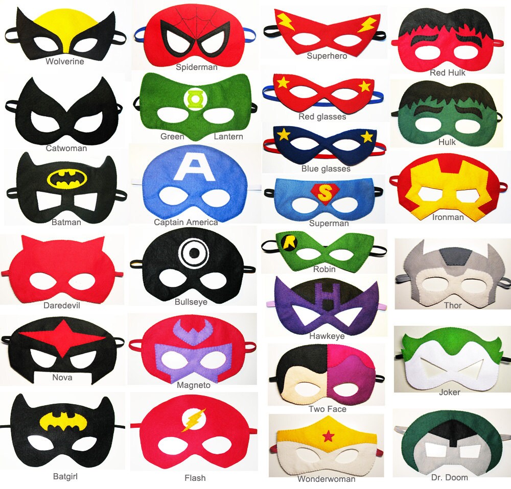 7 felt superhero masks party pack wholesale you choose