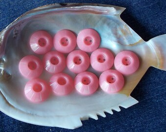 Set of 12 Vintage Pink Plastic Inkwell Buttons ( 3/4 in)-Item# 127