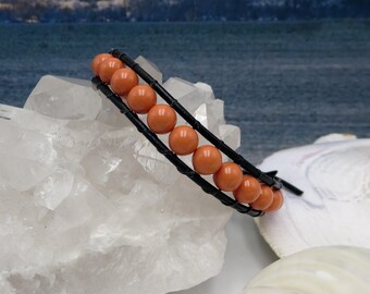 Coral Wrap Bracelet, Swarovski Pearl Beaded Bracelet, Fashionable Feminine Trendy Spring Bracelet, Anniversary Gift Idea For Her