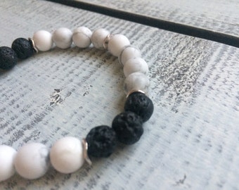 Howlite and lava stone diffuser bracelet