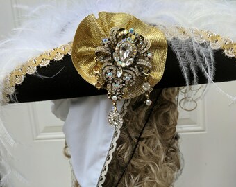 Fancy Tricorn, Historic Tricorn, Steampunk,Colonial Hat