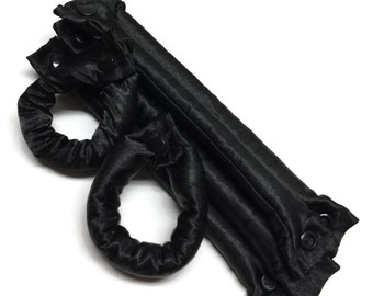 Black SATIN Fabric Hair Rollers / Soft Fabric Rollers / Hair Curlers / Hair Accessories