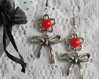Silver buckle & flower Stud Earrings