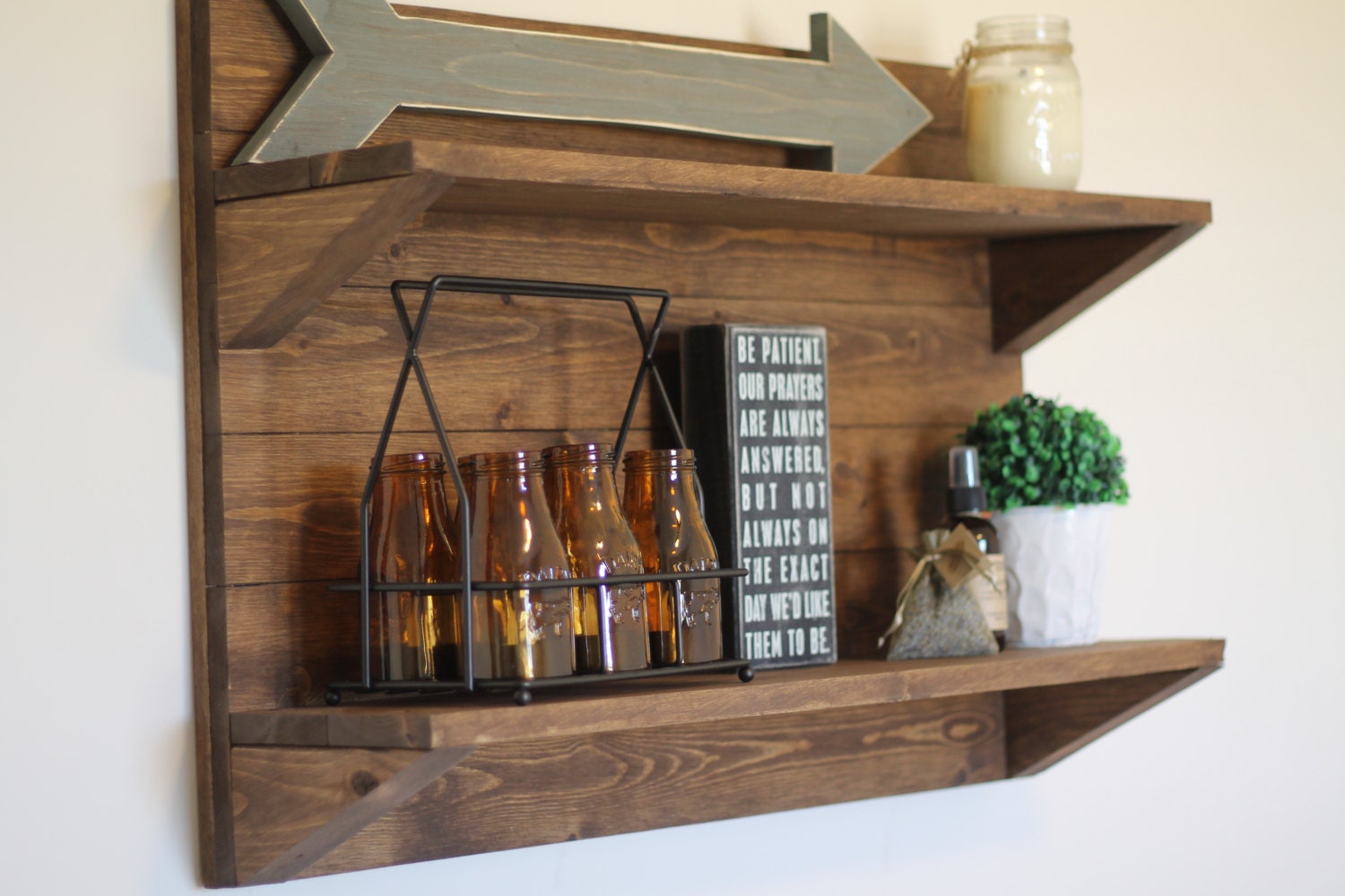 Horizontal Rustic Wooden Shelf Rustic Shelf Rustic