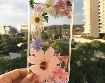 Handmade phone case/ pressed flower phone case/ preserved flower phone case/ dried flower phone case/ iphone cases/ iphone 6, 6s/ 7, 7s plus