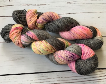 Midnight Rave Hand Dyed Superwash Merino/ Nylon Sock Yarn