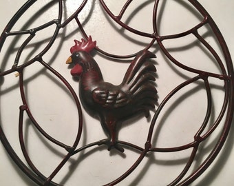 Vintage Metal/iron 8 in Rooster Hot Rack