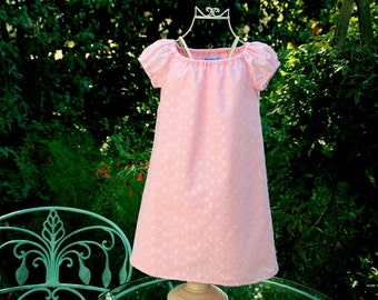 Sample SaleHandmade Lovely lined pink eyelet girls dress Size 3 Ready to ship