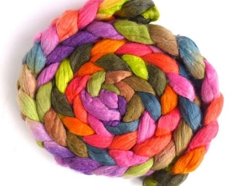 Spring Forth, Merino/ Superwash Merino/ Silk Roving - Handpainted Spinning or Felting Fiber