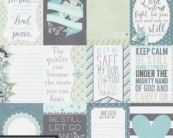 On Sale 50% Be Still 12x12 Pattern Pocket Scrap Cards, Project Life, Elements and Embellishments, Digital Scrapbooking Kit