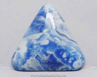 Blue and White Polymer Clay Triangle Cabochon