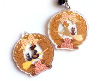 Kiki's Delivery Service Kiki & Jiji Charm - Reversible + Double-Sided Ghibli Bread Acrylic Keychain