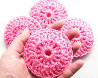 Crochet Nylon Dish Scrubbies - Set of 2 through 8 - Light Powder Pink Pot Scrubber