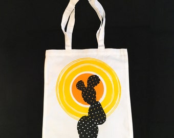 Soleil du désert sérigraphié cactus sac