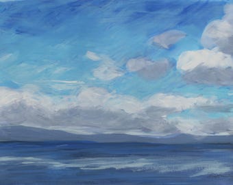Small Original Seascape Acrylic on Paper