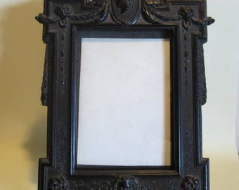 Antique Victorian vulcanite picture frame, ebonite; French, 1800's