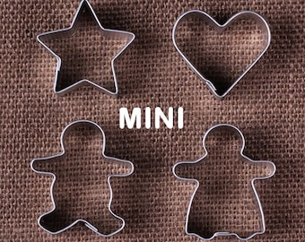 Mini Christmas Cookie Cutter Set, Mini Heart Cookie Cutters, Mini Star Cookie Cutters, Mini Gingerbread Man Cookie Cutters, Pie Crust Cutter