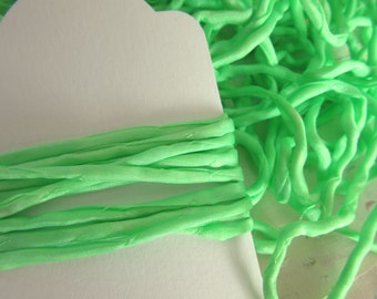 Hand Dyed Silk Ribbon - Green Silk Cord - Necklace String - Lime Green Silk String