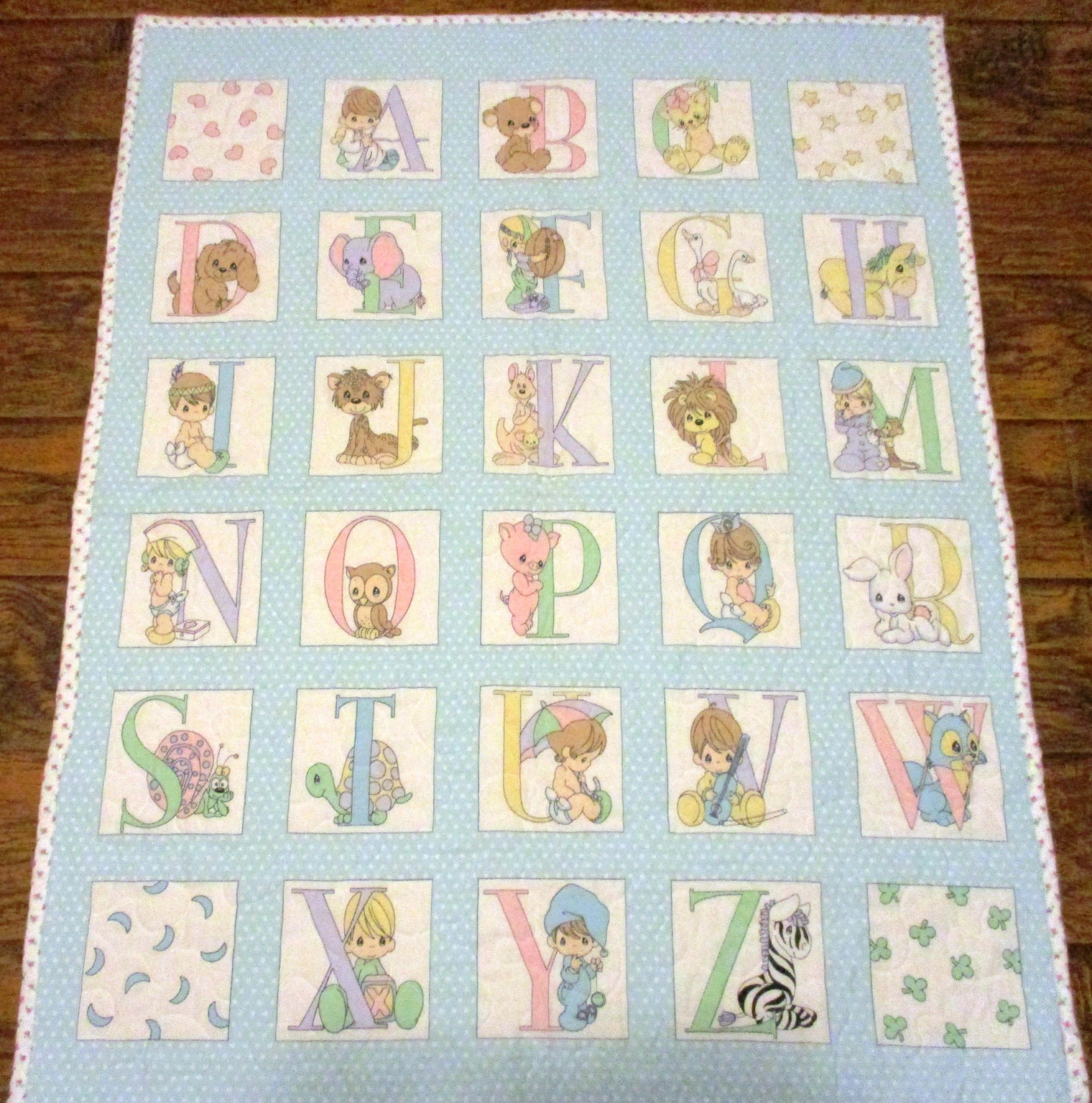 Cute Precious Moments ABC Alphabet Quilt 35W x 45L