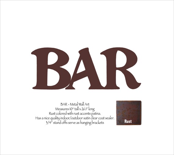 BAR custom sign bar sign metal wall art 26.1 wide