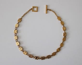 90s Biche de Bere necklace - gold finish brutalist abstract modernist