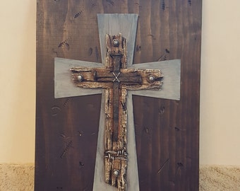 RUSTIC WOODEN CROSS Wall Hanging