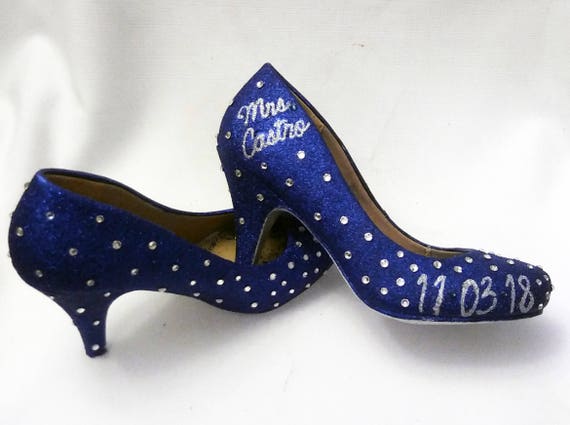 Glitter Heels / Blue Glitter Heels / Wedding Shoes / Sparkle