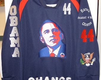 Barack Obama Embroidered Presidental History Jersey XL