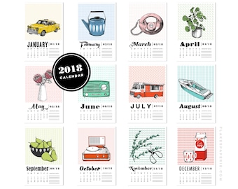 SALE 2018 Wall Calendar - Screen-printed
