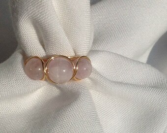 Kunzite Triple Stone Ring Size 7