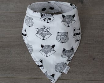 Monochrome Racoon Bandana Bib