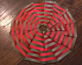 SALE 50% OFF - Ruffled Red / Green Striped Miniature Christmas Tree Skirt