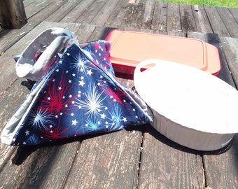 Casserole Carrier - Fourth of July - 4th of July - Pot Luck - Square - Rectangle - Circle - Oval - 9x13 - 12x12 - Summer - Picnic - Firework