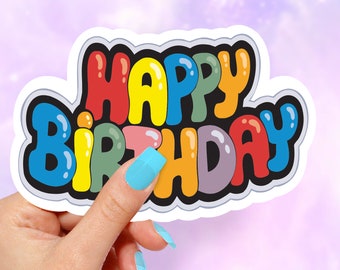 happy birthday sticker etsy