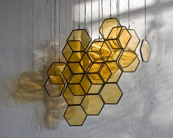 Stained Glass Honeycomb Drops (set of 10)