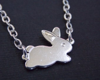 Silver Necklace, Rabbit Necklace, Bunny Necklace, Silver Bunny, Silver Rabbit, Rabbit Pendant, Bunny Pendant, Small Bunny, Animal Jewelry