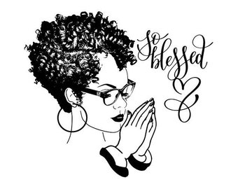 Black Women Praying Nubian Princess Queen Afro Hair Beautiful African Female Lady SVG .EPS .PNG Vector Clipart Digital Circuit Cut Cutting
