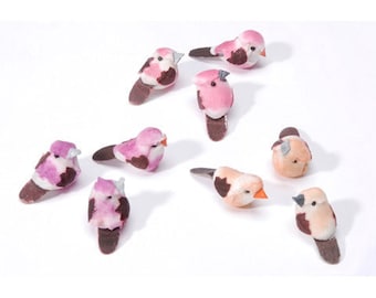 Micro Mini Mushroom bird 29x12mm 6 pieces pink purple or peach