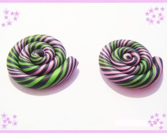2 polymer clay lollipop cabochons original candy treats