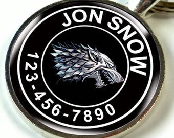Pet tags custom pet id tag unique pet id tag dog tag cat tag Game of thrones Wolf Stark