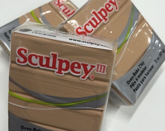 Sculpey III Tan Oven-Bake Clay - 2oz Polymer Oven-Bake Clay, New, Original Packaging, Polymer Clay supplies, Sculpey, Fimo