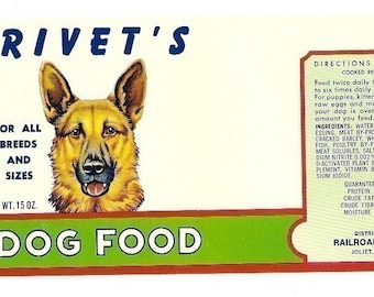3 1950s plus Different CAT And DOG FOOD Labels