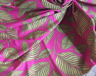 Cotton Fabric Pink and Green Palm Print
