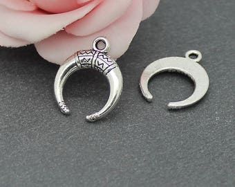 x 20 charms antique silver half moon 18 x 15 mm BRA112