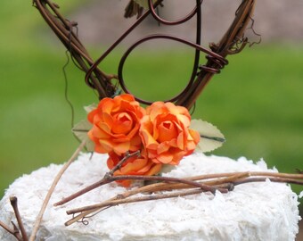 Orange Rose Cake Topper For Rustic Wedding Reception - Vine Fall Decor