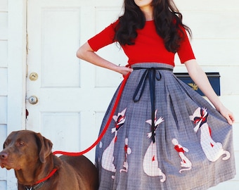 RESERVED Do Not Purchase 1950s novety cat and mouse border print skirt