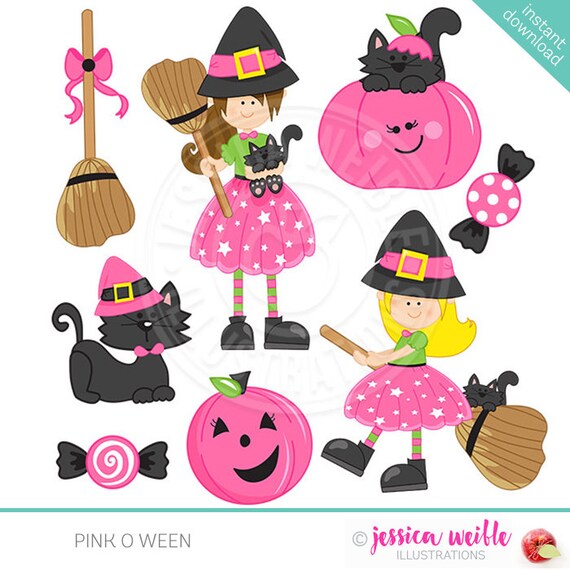 Pink-O-Ween Pink Halloween Cute Digital Clipart Halloween