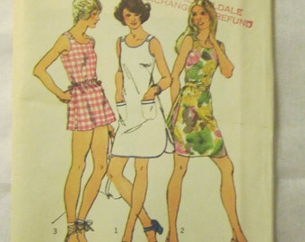 1972 Ladies Simplicity Pattern Size 16 Mini-Dress/Top/Shorts