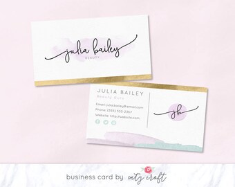 Business Card | Business Card Template | Business Card Design | Watercolor Business Card | Feminine Business Card